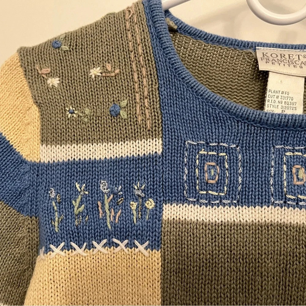90s vintage cottagecore Koret Francisca knit sweater, size Petite - Picture 8 of 13